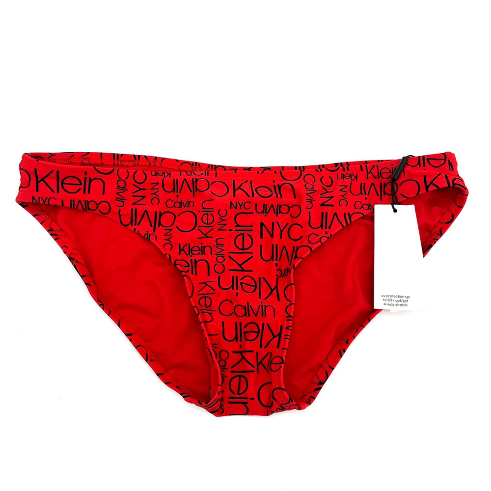 CALVIN KLEIN WOMEN SWIM Logo Red Skinny Classic Bottom XL NEW